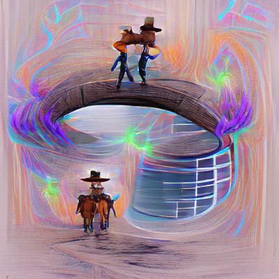 Cowboys Journeying Through Sci-Fi Portals