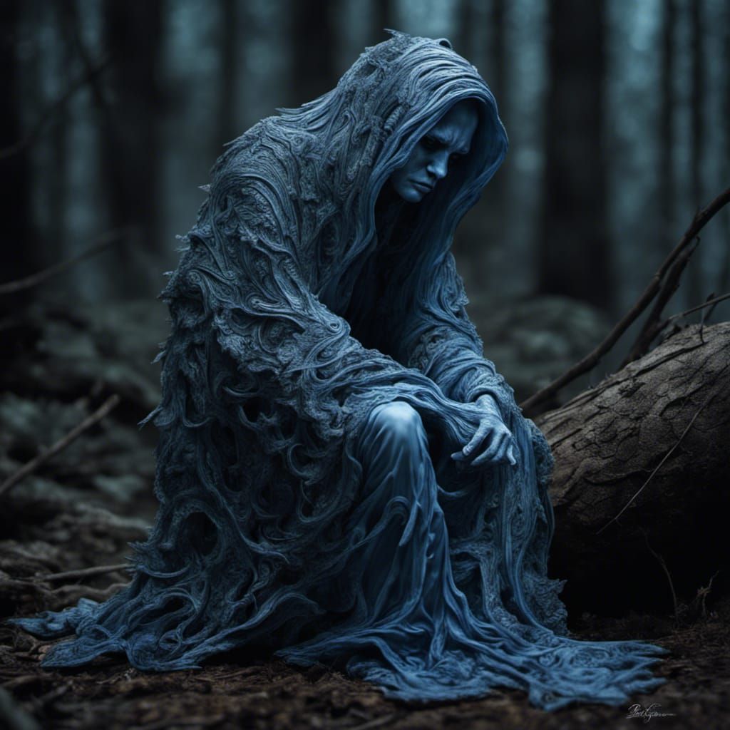 Blue Ghost Lost in Moody Forest