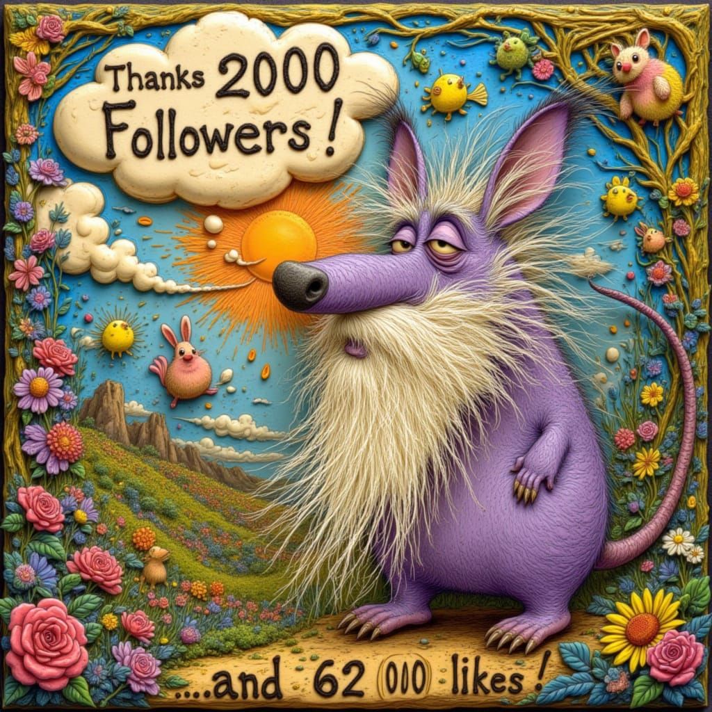 Whimsical Aardvark Thanks Followers in 3D Quilted Style