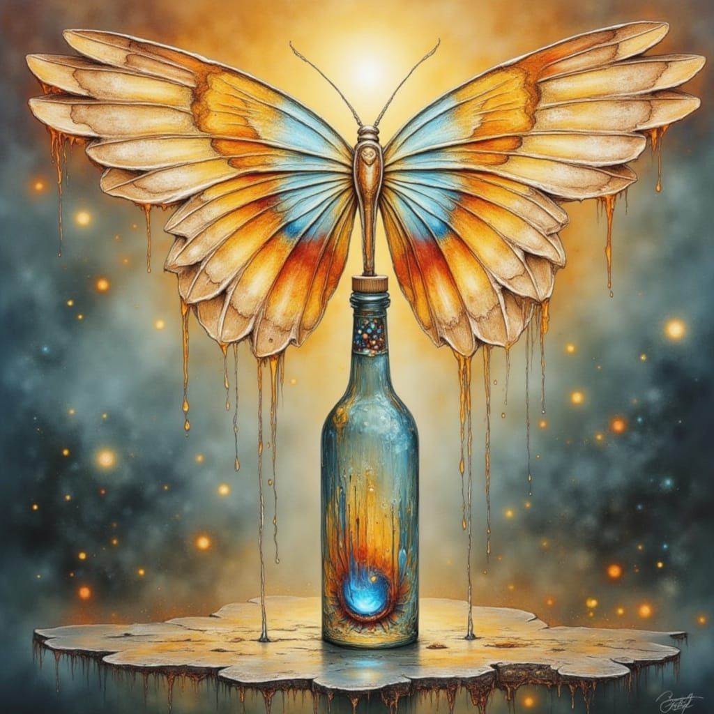 Grunge Oil Painting with Neon Accents