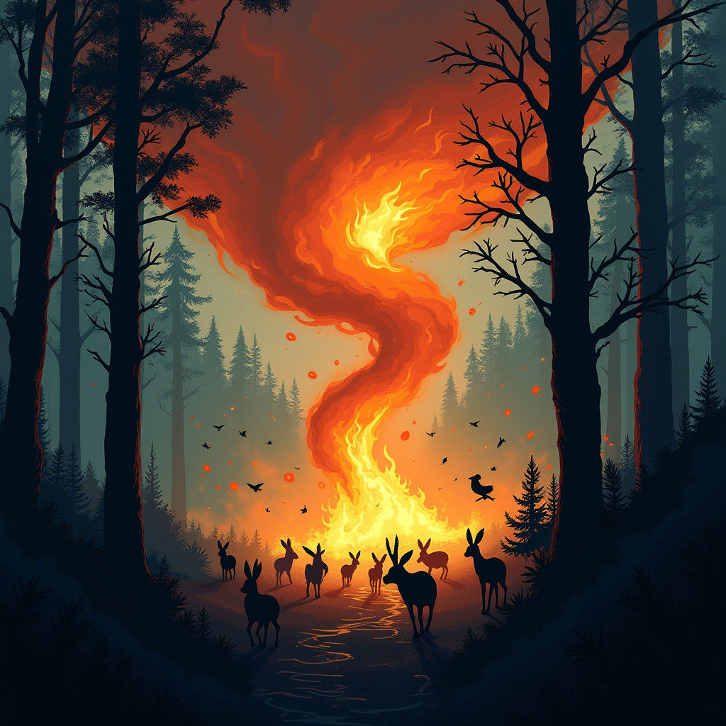 Inferno Tornado Devours Forest Landscape