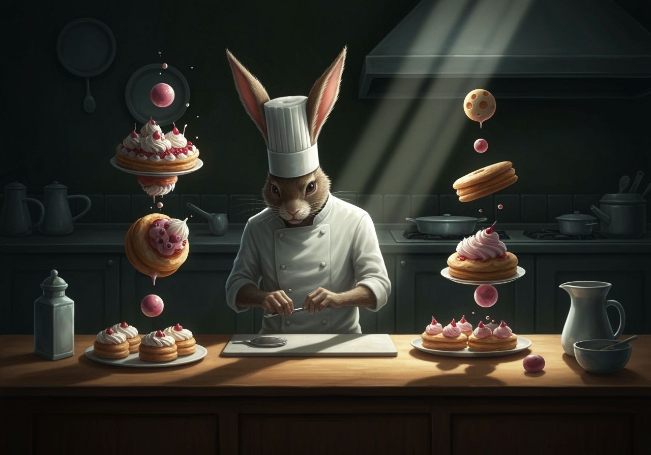 Rabbit Chef Creates Gravity-Defying Pastries in Dark Fantasy...