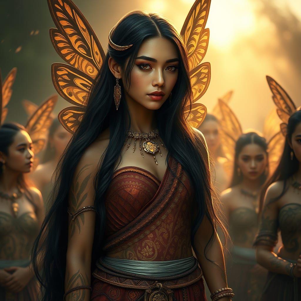 Elegant Maori Fairy Warriors in Traditional Attire