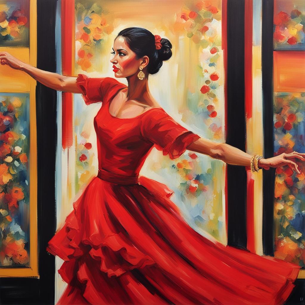 Spanish Dancer in Red Dress