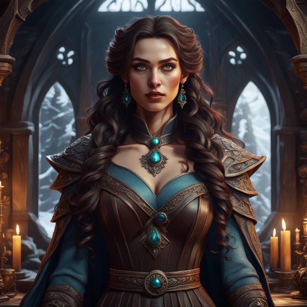 Fantasy Sorceress Awaits Adventure in Detailed Digital Art