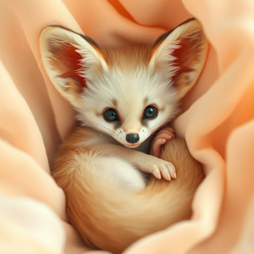 Fennec Fox Infant in Dreamy Illustration Style