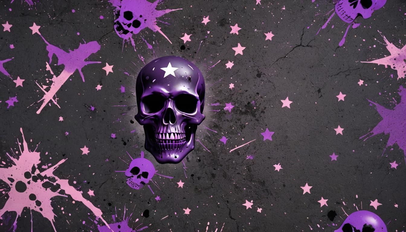 Emo Punk Skull with Stars and Spray-Paint