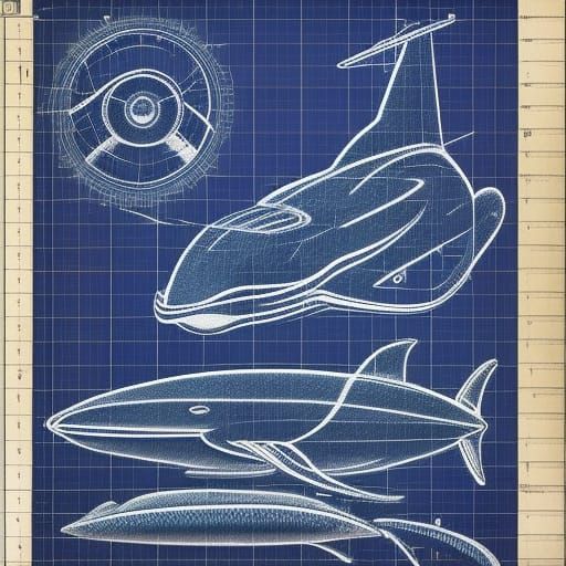 Space Whale Spaceship Blueprint in Detailed Cross-Section