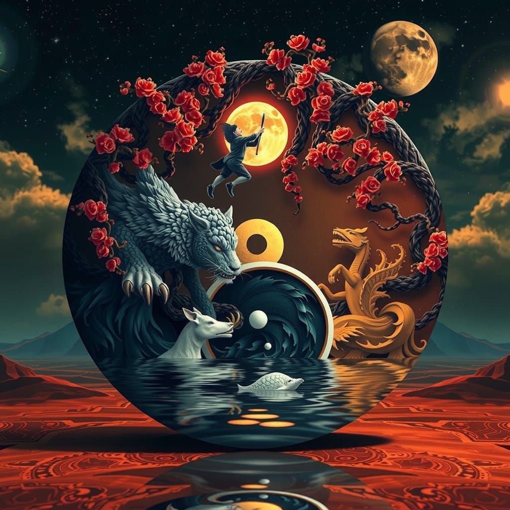 Surreal Yin and Yang Harmony