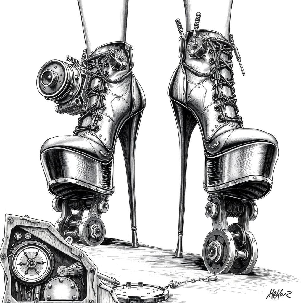 steampunk 7 inch platform high heels