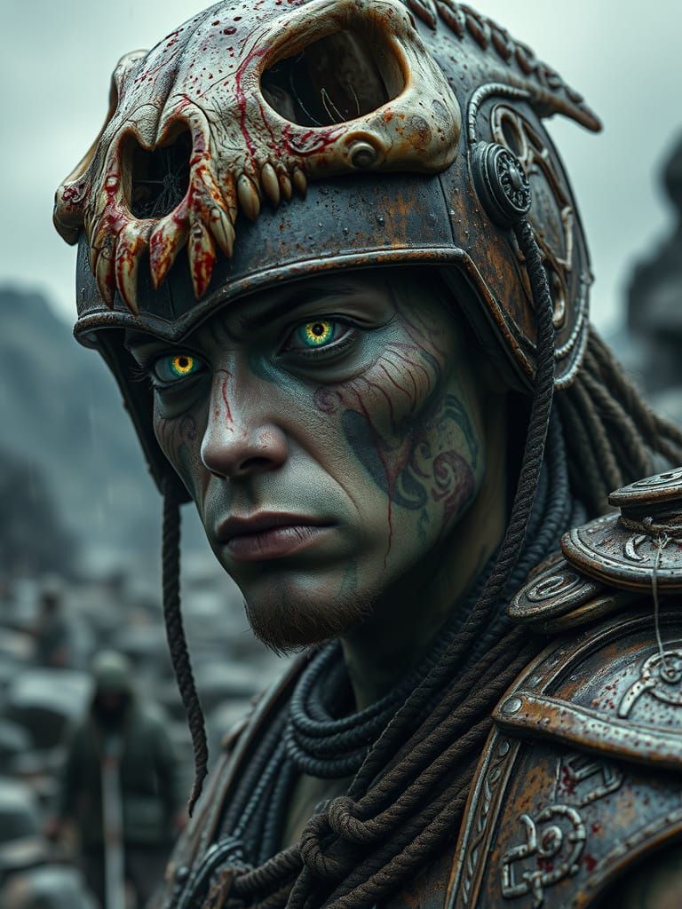 Hyper-Realistic Warrior in Celtic-Inspired Armor