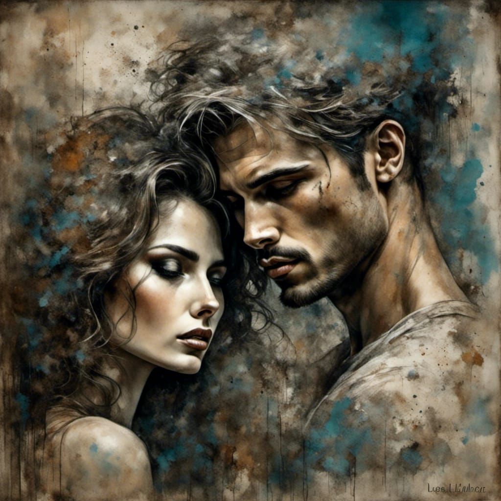 Vintage Style Embrace of Loving Couple