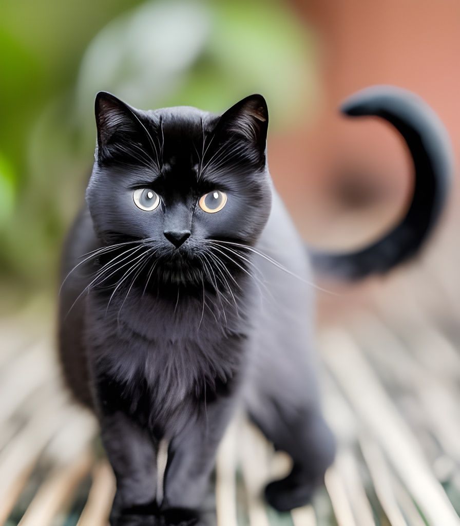 Black Cat Portrait with White Spot, Professional Photography