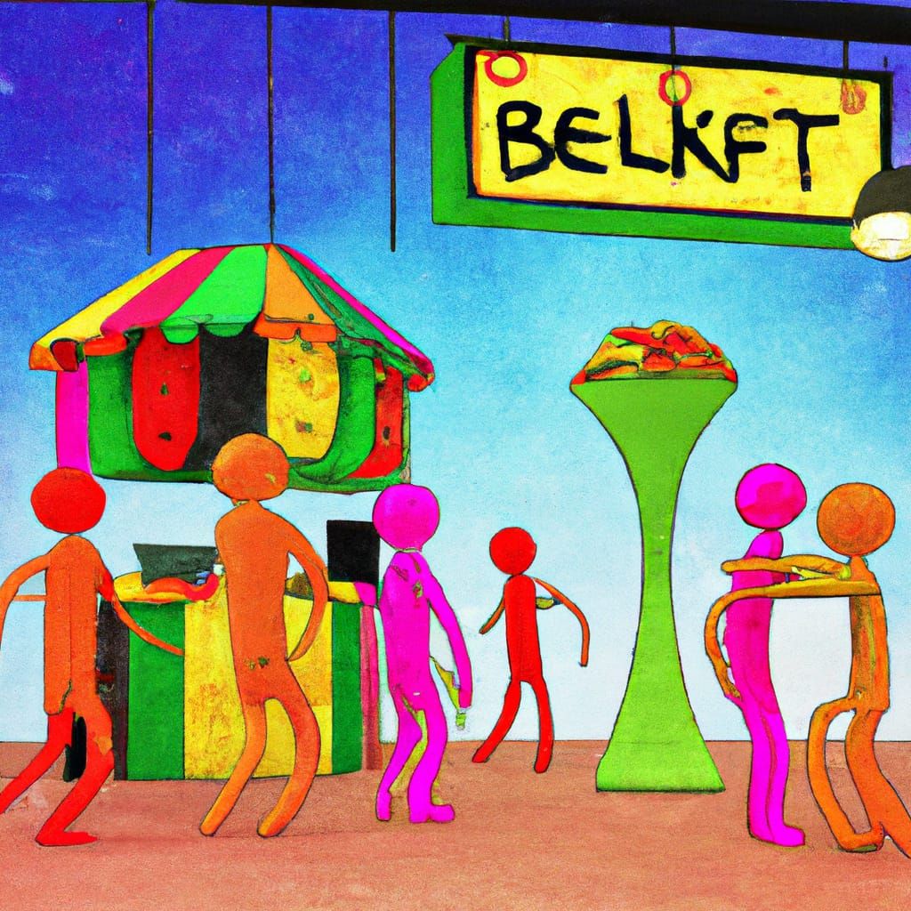Stick Figures Shopping at Fruit Stand in 8k