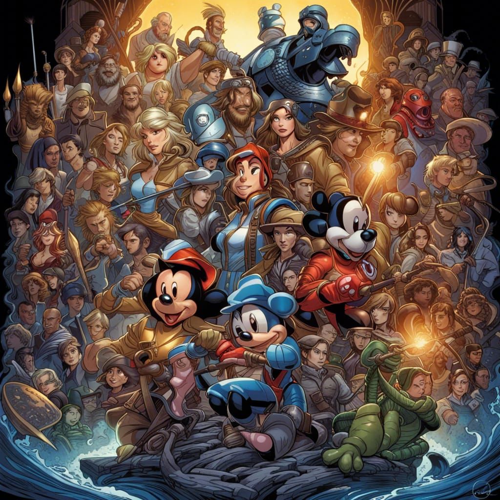 Disney Kingdom in Comic Book Art Style