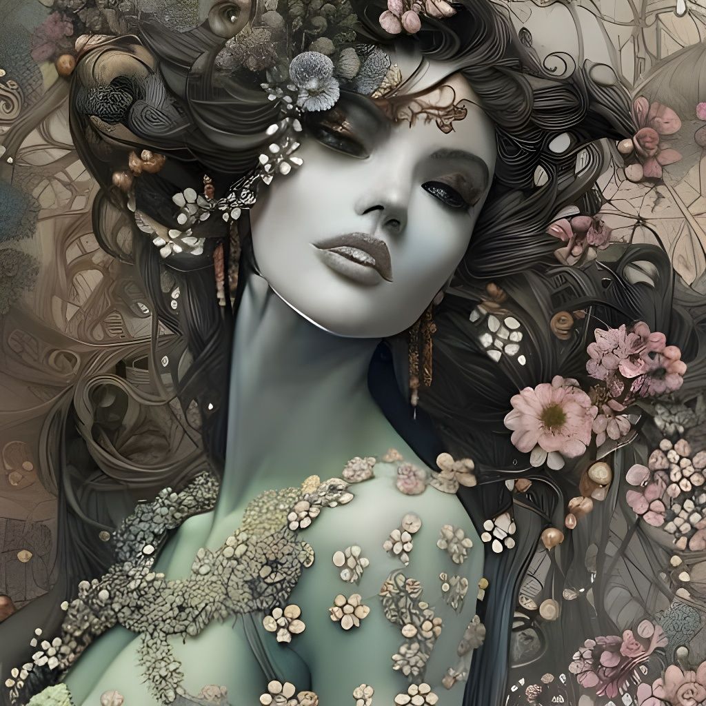 Flower Punk Dancer with Amazing Eyes, Digital Painting