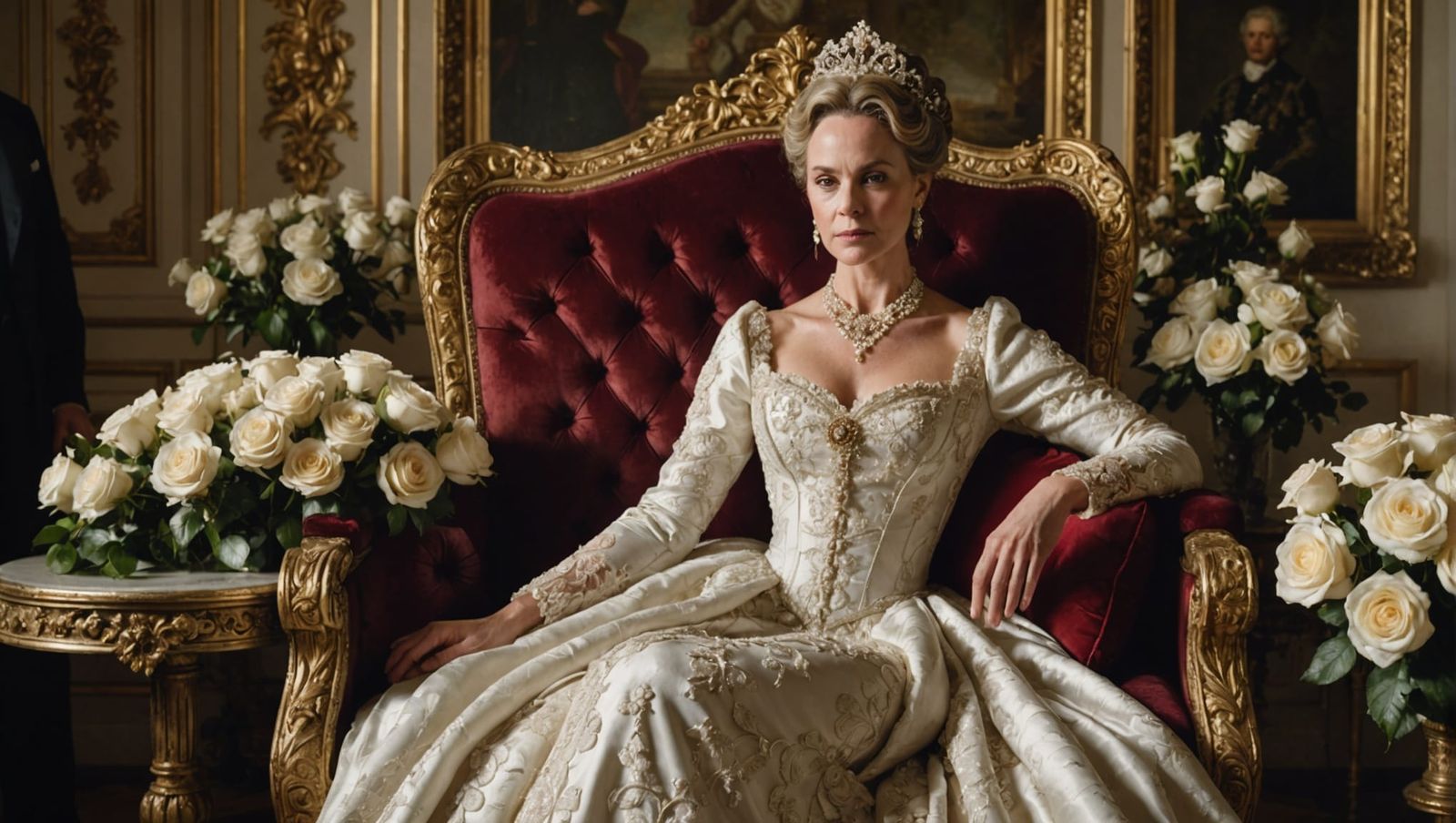 Queen in Rococo Gown with Flowers in Baroque Style