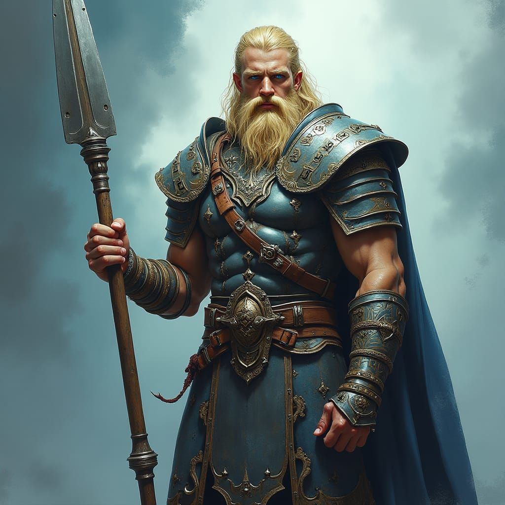 Viking Warrior with Glaive in Fantasy Art Style