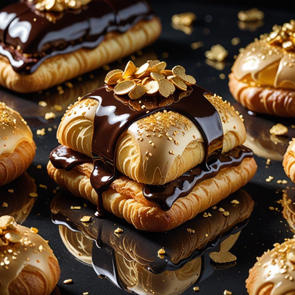 Luxury Éclair Dessert with 24 Karat Gold Flakes