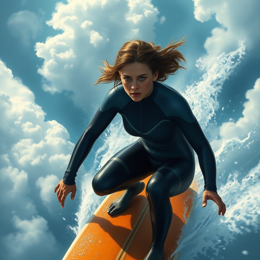 Determined Surfer Rides the Cosmic Wave