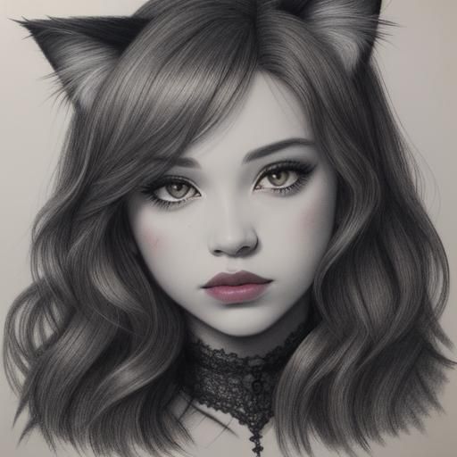 Hyperdetailed Charcoal Drawing of a Cat