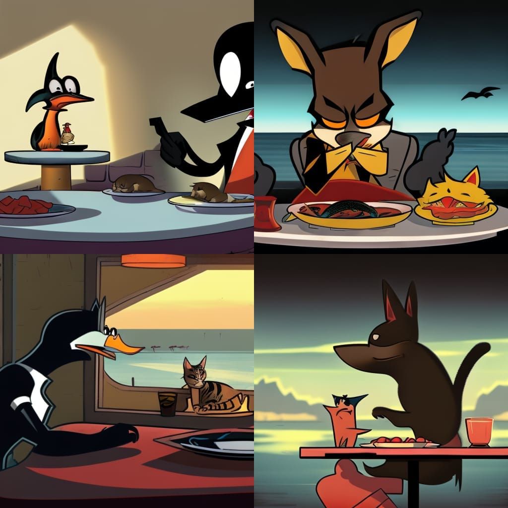 Vampire Duck Diner Meal in Graphic Novel Style
