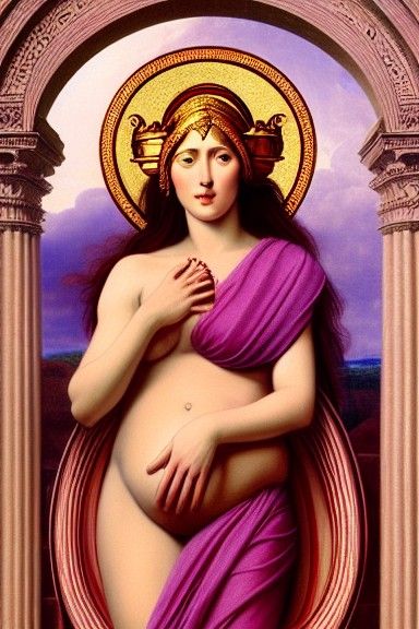 Goddess of Motherhood and Fertility in Pre-Raphaelite Style