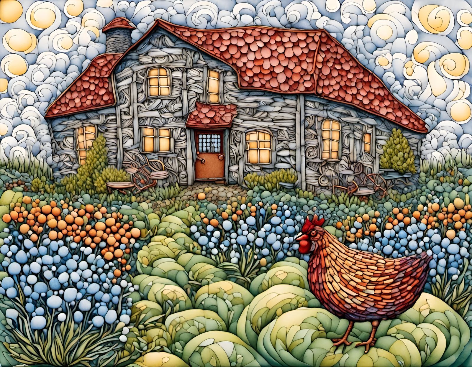 Zentangle Style Farm Image