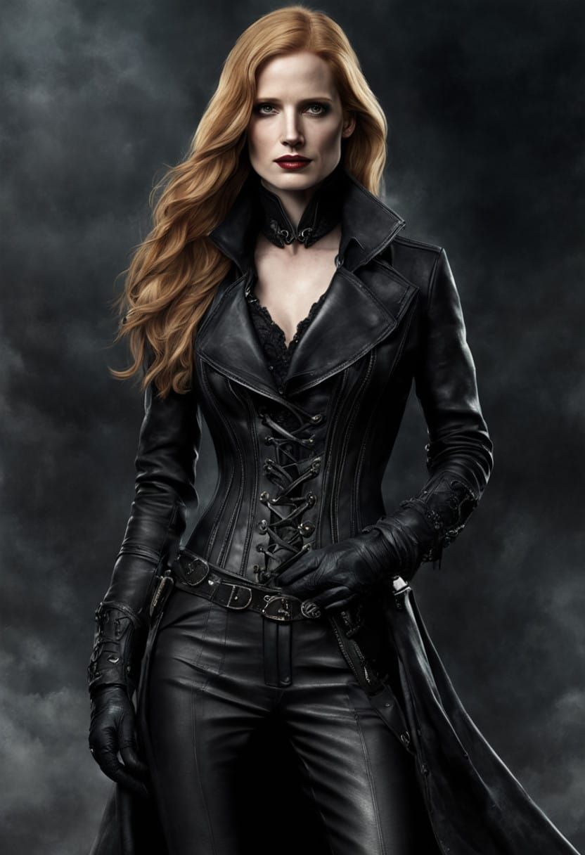 Gothic Hunteress in Dark Victorian Attire