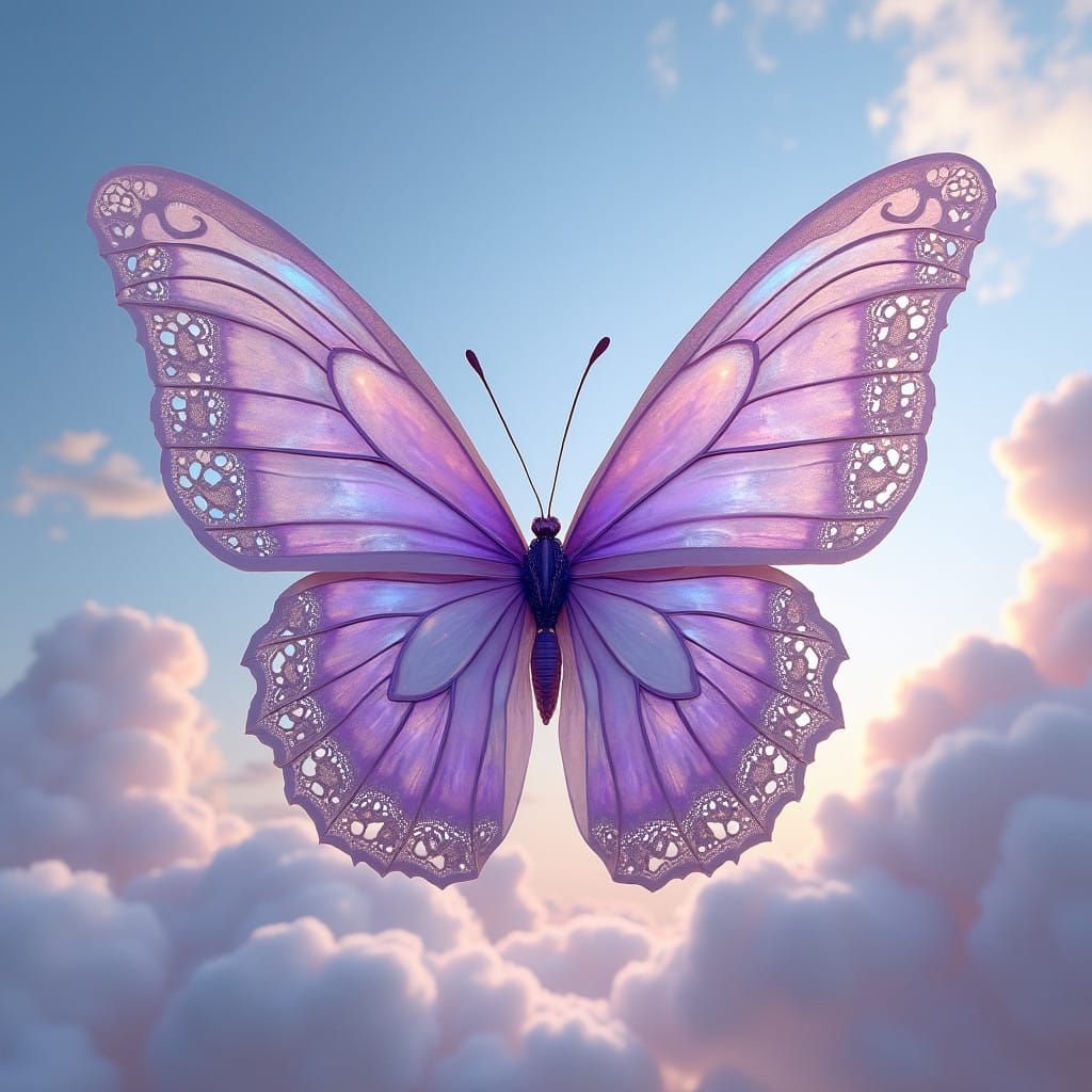 Romance Author Enchanted by a Lavender Butterfly in a Whimsi...