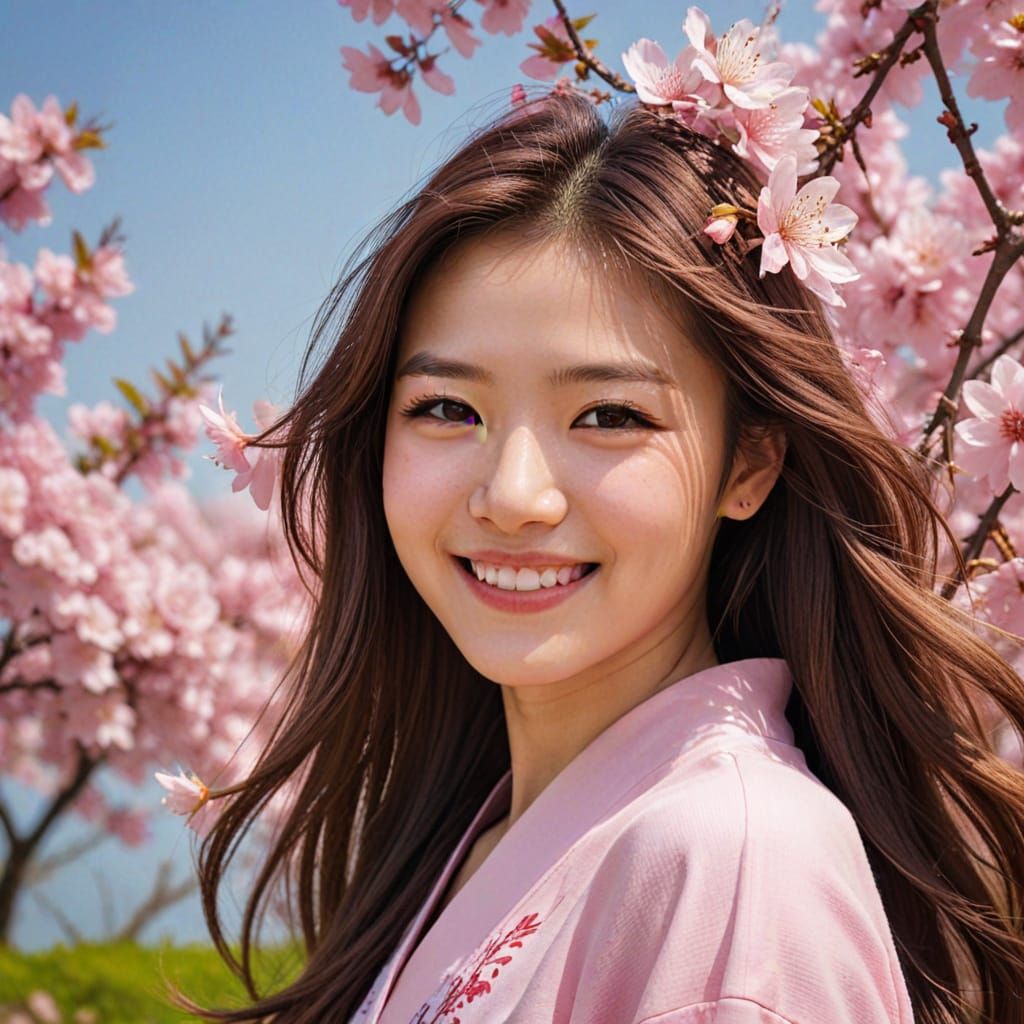 Sakura Fantasy Portrait of a Beautiful Woman in Pink