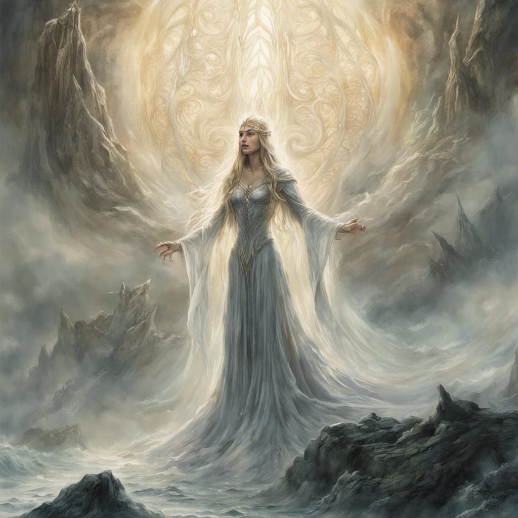 Galadriel Battles Sauron with Nenya Ring Power