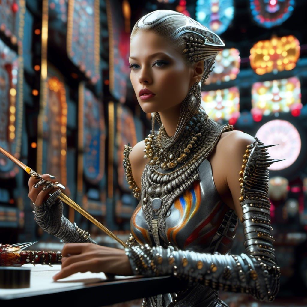 Abstracted Alien Portrait in Pollock Ernst Style