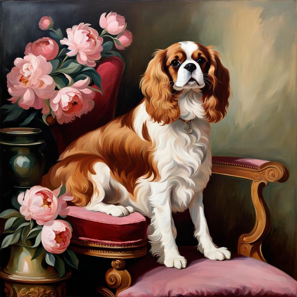 Cavalier King Charles Spaniel in Impressionist Style
