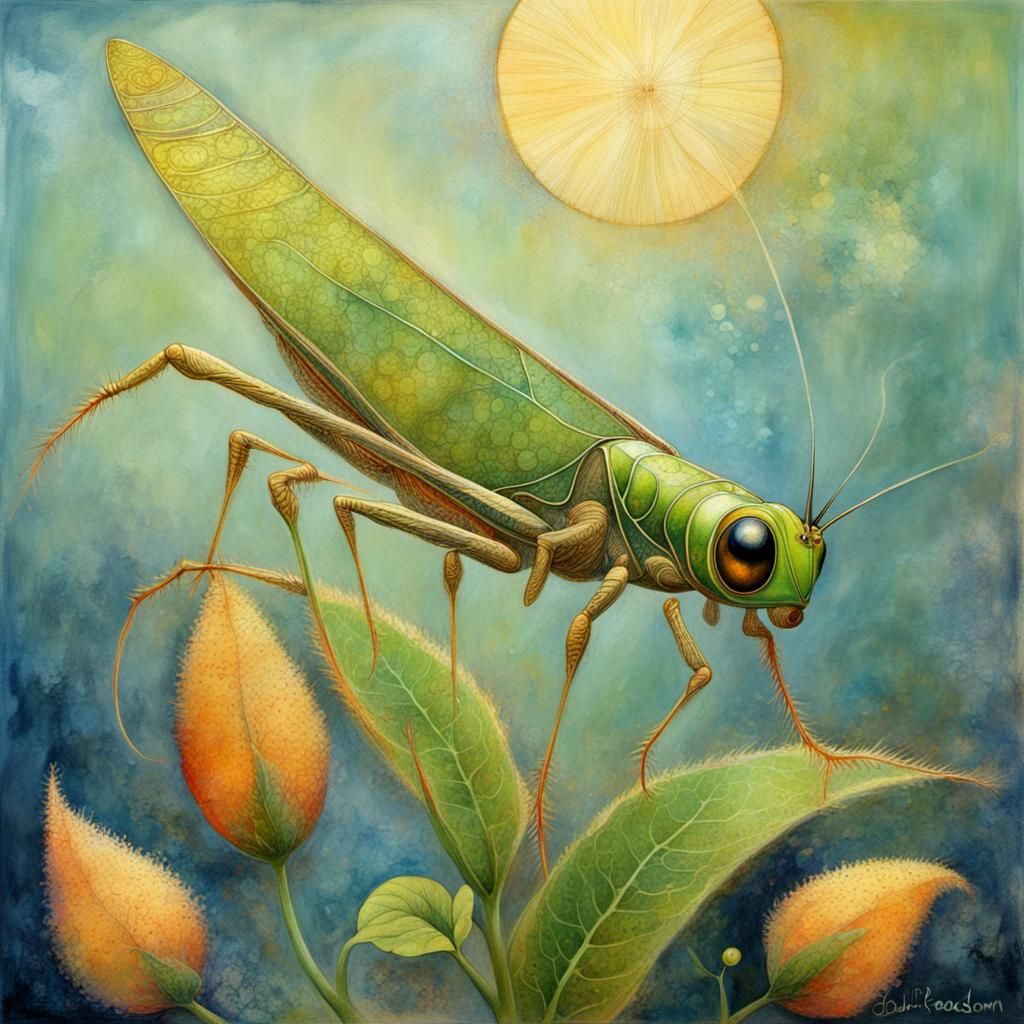 Surreal Grasshopper Inspired by Symbolic Art