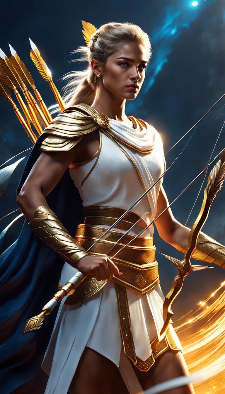 Goddess Diana with Bow: Fantasy Concept Art