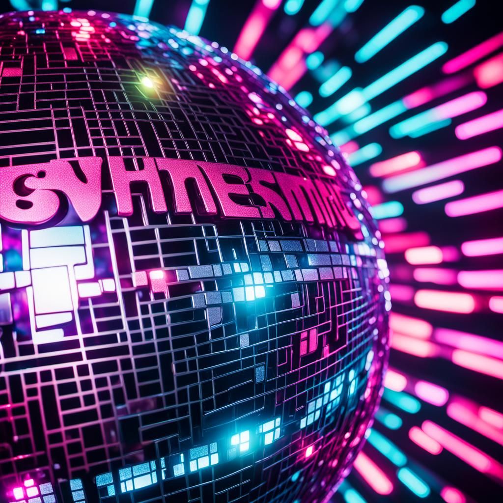 Glittery Disco Ball in Surreal Pop Art Style