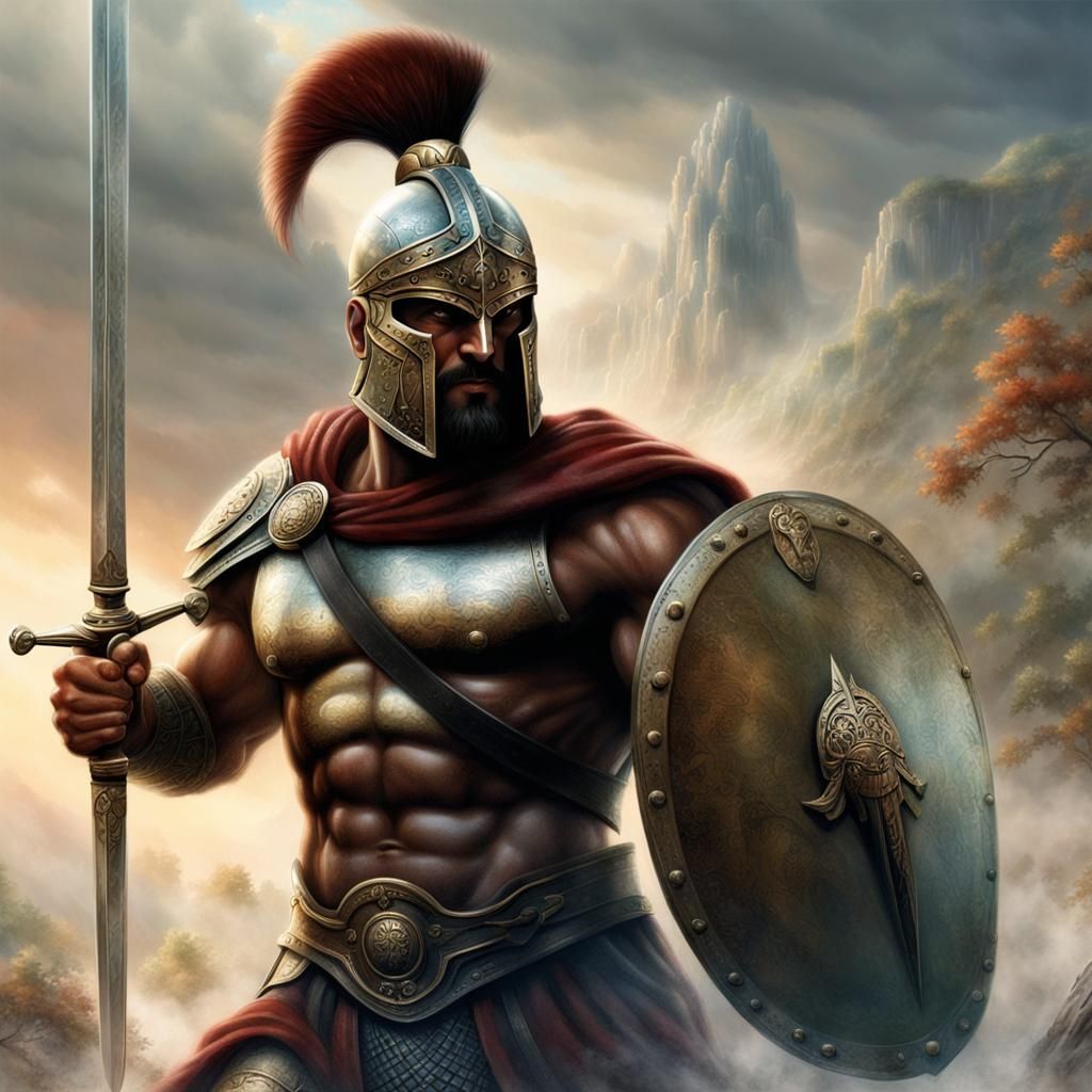 Hyperdetailed Spartan Warrior with Sword