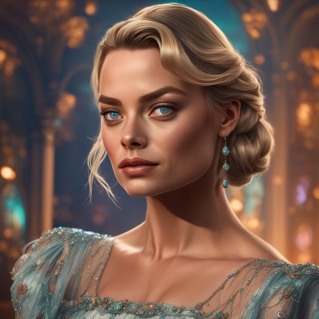 Margot Robbie Portrait in Hyperdetailed Digital Art