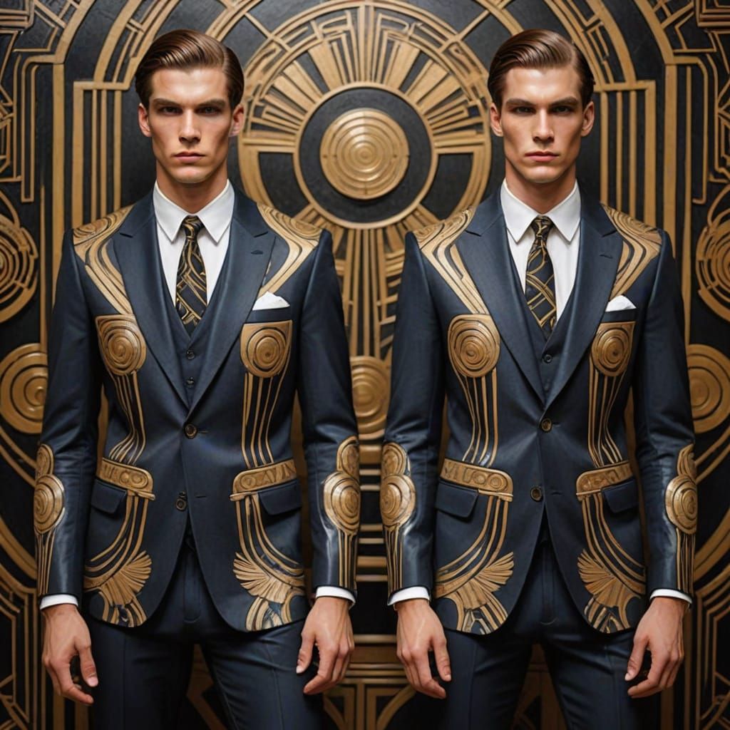 Twin Art Deco Portraits of Youthful Guides