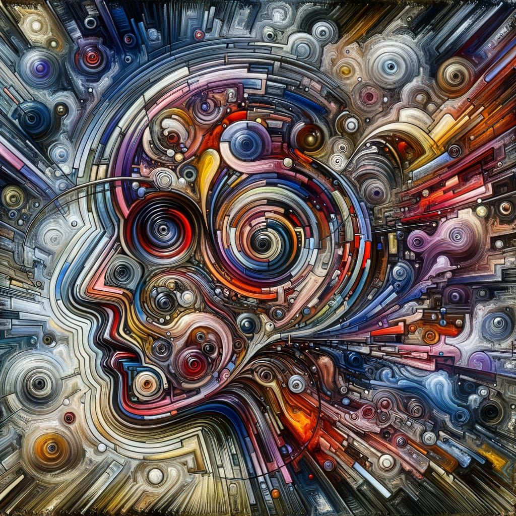 Abstract Psychosis Art: Disorientation in Swirling Colors