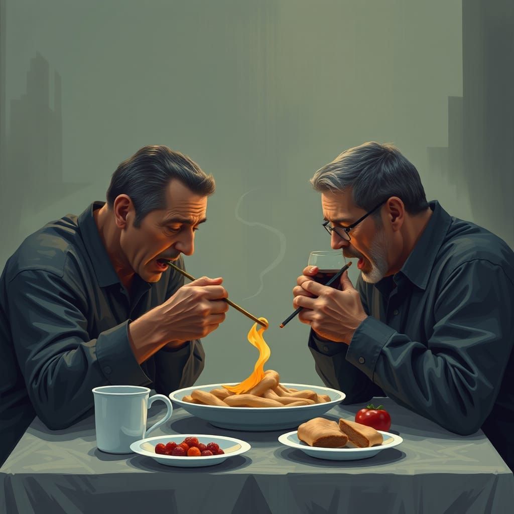 Detailed Low-Life Character Eating