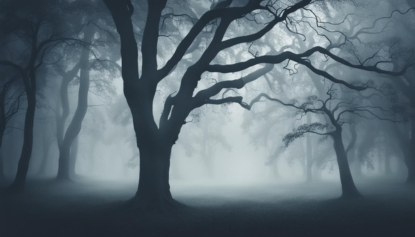 Mysterious Ominous Foggy Forest Atmosphere