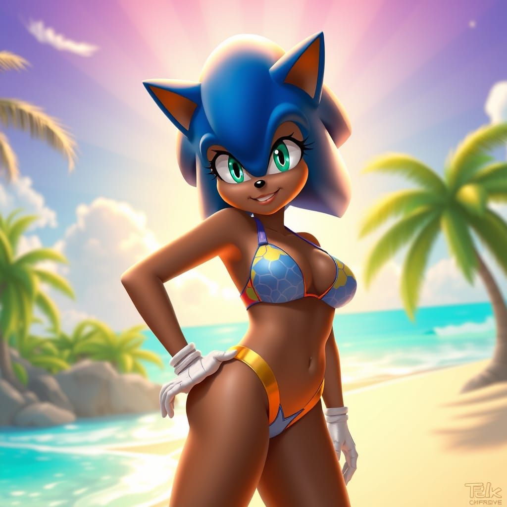 Sonic the Hedgehog in a Futuristic Beach Getaway