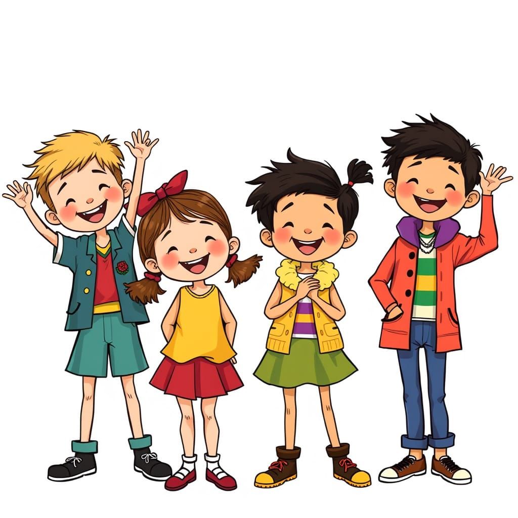 Cheerful Children Illustrations in Whimsical Style