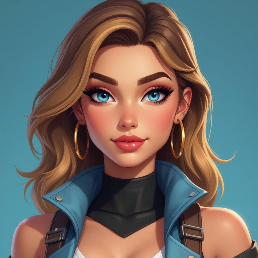 Fortnite Character with Blue Eyes and Golden Brown Hair