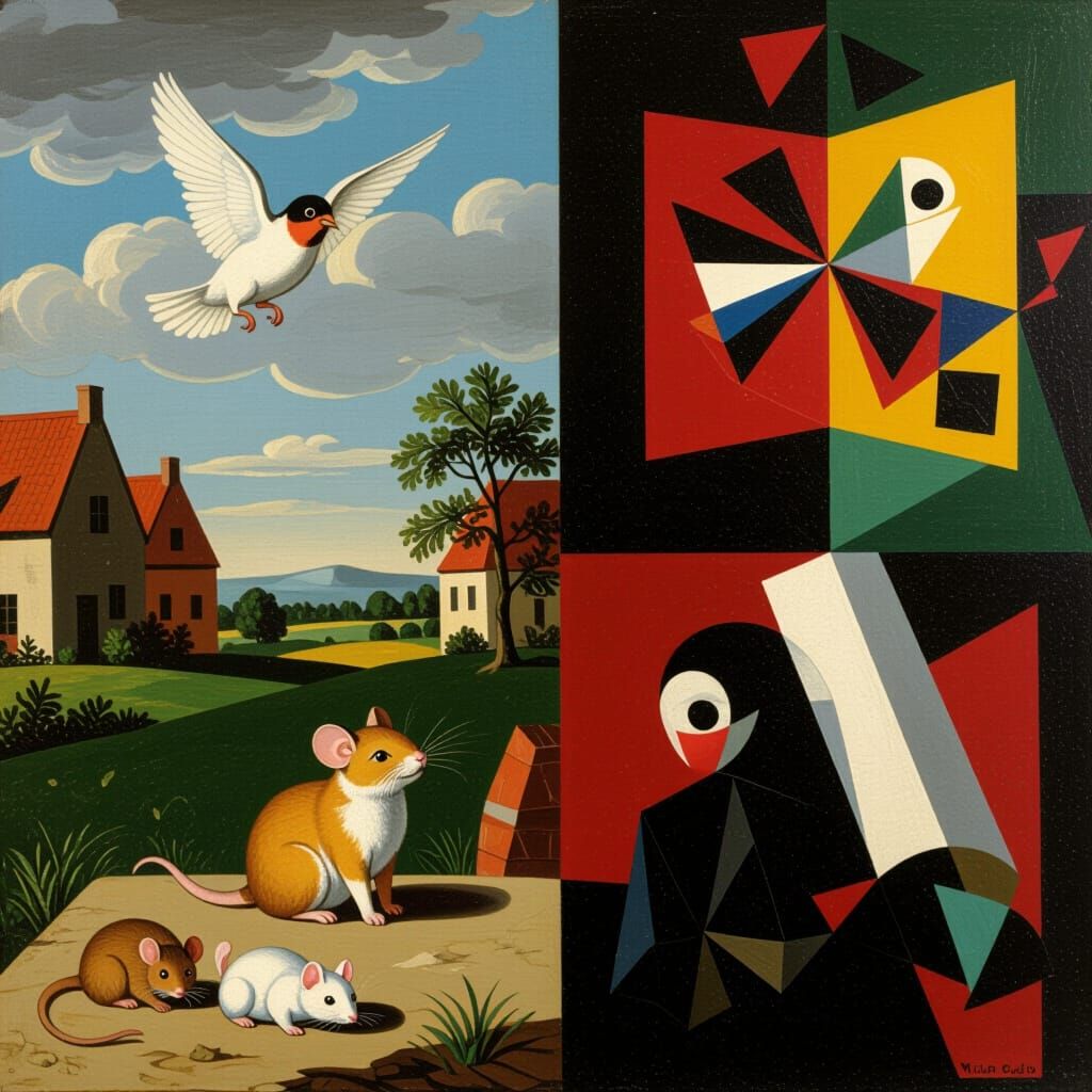 Guilty Mice Crawl, Don't Fly, in Snyders & Malevich Style