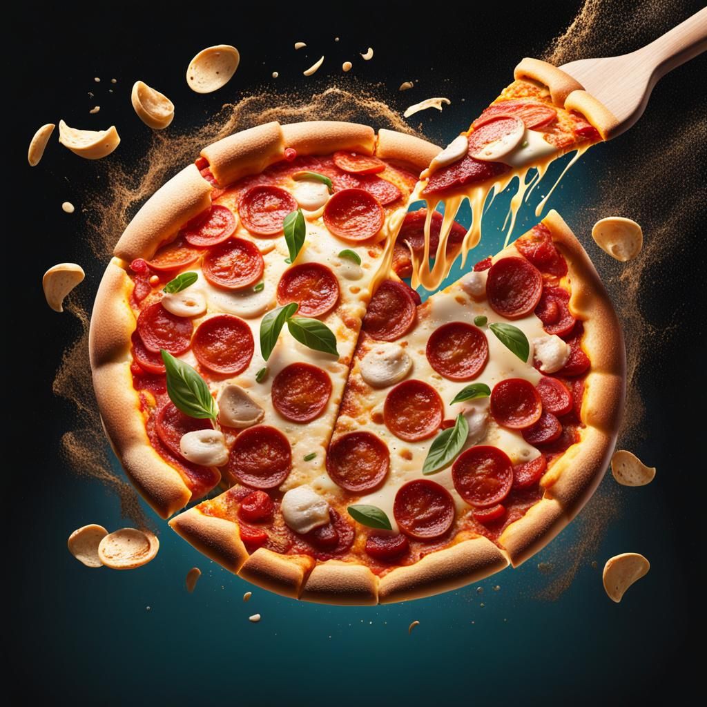 Pizza Dough Tossing: Hyperrealistic AI Illustration
