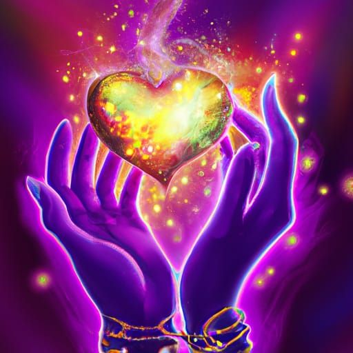 Hands Protect a Glowing Heart with Jewelry