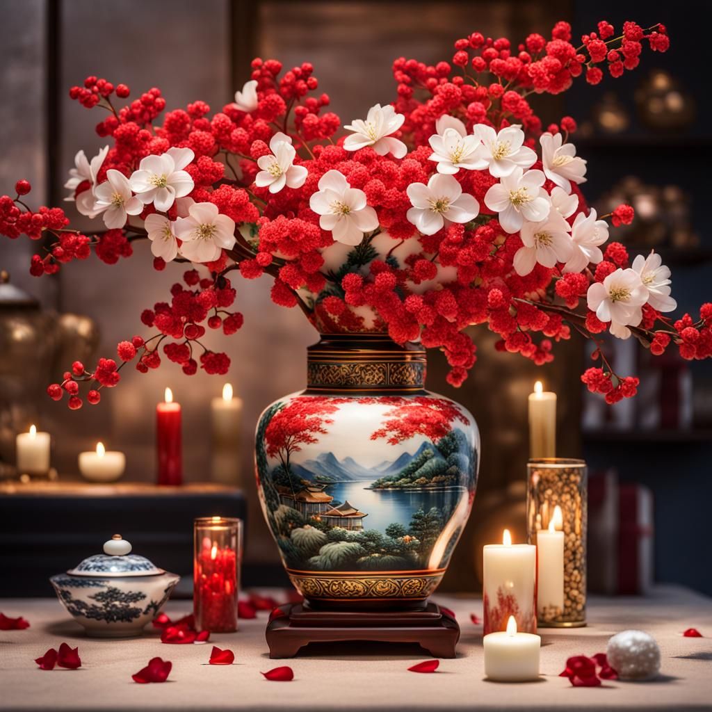 Exquisite Porcelain Vase with Oriental Landscape Painting